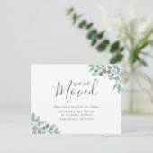 Elegant Dusty Blue Eucalyptus Moving Announge (Staand voorkant)