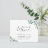 Elegant Dusty Blue Eucalyptus Moving Announge Briefkaart (Staand voorkant)