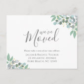 Elegant Dusty Blue Eucalyptus Moving Announge Briefkaart (Voorkant)