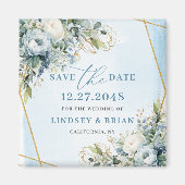 Elegant Dusty Blue Eucalyptus Save the Date Magnet (Voorkant)