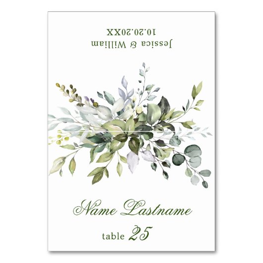 Elegant Dusty Blue Eucalyptus Wedding Escort Card Kaart (Voorkant)