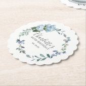 Elegant Dusty Blue Floral 80th Verjaardag Custom Kartonnen Onderzetters (Gekanteld)