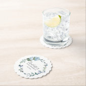 Elegant Dusty Blue Floral 80th Verjaardag Custom Kartonnen Onderzetters (Insitu)