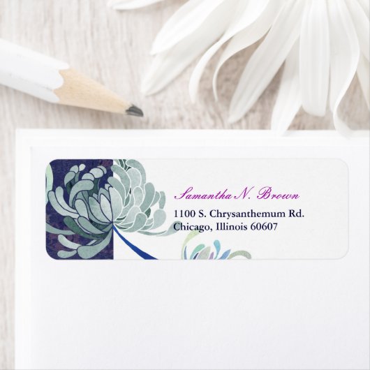 Elegant Dusty Blue Floral Address Etiket (Insitu)