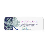 Elegant Dusty Blue Floral Address Etiket (Voorkant)