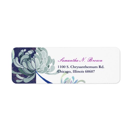 Elegant Dusty Blue Floral Address Etiket (Voorkant)