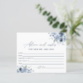 Elegant Dusty Blue Floral Advies en Wensen Kaarten (Staand voorkant)