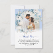Elegant Dusty Blue Floral Baby shower Bedankkaart (Voorkant)