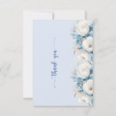 Elegant Dusty Blue Floral Baby shower Bedankkaart (Achterkant)