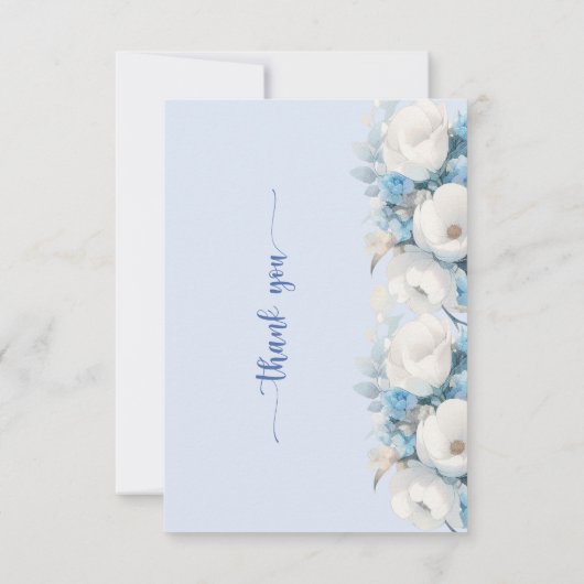 Elegant Dusty Blue Floral Baby shower Bedankkaart (Achterkant)