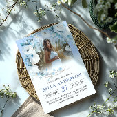 Elegant Dusty Blue Floral Baby shower Kaart