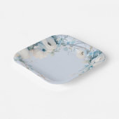Elegant Dusty Blue Floral Baby shower Papieren Bordje (Gebogen)