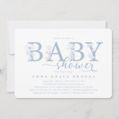 Elegant Dusty Blue Floral Baby Shower Typography Kaart (Voorkant)