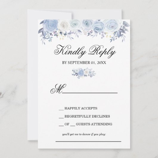 Elegant Dusty Blue floral Background Request Kaart (Voorkant)
