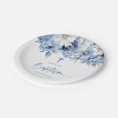 Elegant Dusty Blue Floral Baptisme Papieren Bordje (Gekanteld)