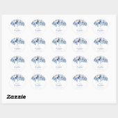 Elegant Dusty Blue Floral Baptisme Ronde Sticker (Vel)