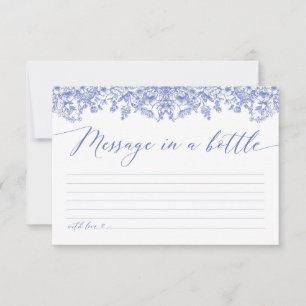 Elegant Dusty Blue Floral Bericht in een Flessensp Kaart