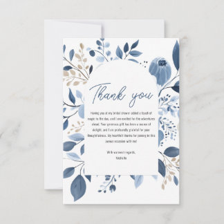 Elegant Dusty Blue Floral Boho Vrijgezellenfeest Bedankkaart
