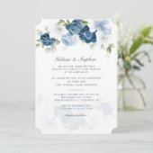 Elegant Dusty Blue Floral Botanical Wedding Kaart (Staand voorkant)