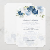 Elegant Dusty Blue Floral Botanical Wedding Kaart (Voorkant / Achterkant)