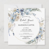 Elegant Dusty Blue Floral Bridal Shower Kaart (Voorkant)