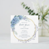Elegant Dusty Blue Floral Bridal Shower Save The Date (Staand voorkant)