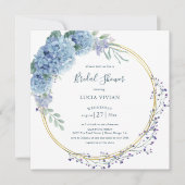 Elegant Dusty Blue Floral Bridal Shower Save The Date (Voorkant)