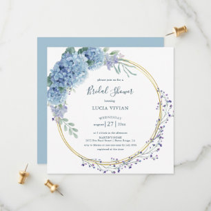 Elegant Dusty Blue Floral Bridal Shower Save The Date
