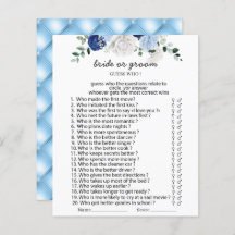 Elegant Dusty Blue Floral bride of groom games Pap