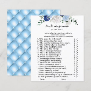 Elegant Dusty Blue Floral bride of groom games Pap