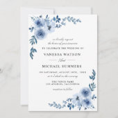 Elegant dusty blue floral bruiloft kaart (Voorkant)