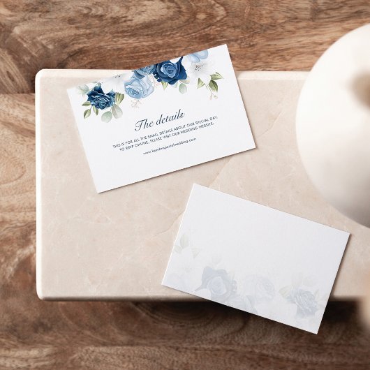 Elegant Dusty Blue Floral Bruiloft Online Details Informatiekaartje