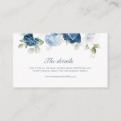 Elegant Dusty Blue Floral Bruiloft Online Details Informatiekaartje (Voorkant)