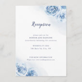 Elegant dusty blue floral bruiloft receptie enclos informatiekaartje (Voorkant)