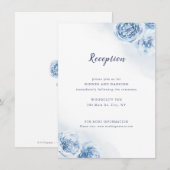 Elegant dusty blue floral bruiloft receptie enclos informatiekaartje (Voorkant / Achterkant)