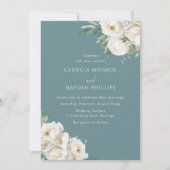 Elegant Dusty Blue & Floral bruiloft uitnodiging (Voorkant)