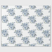 Elegant Dusty Blue Floral Cadeaupapier (Vlak)
