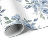Elegant Dusty Blue Floral Cadeaupapier (Rol Hoek)