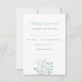 Elegant Dusty blue Floral Calligraphy RSVP Kaartje (Voorkant)