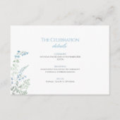 Elegant Dusty blue Floral Calligraphy Wedding Informatiekaartje (Voorkant)