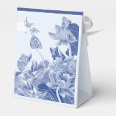 Elegant Dusty Blue Floral Classic Chinoiserie Bedankdoosjes (Achterkant)