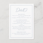 Elegant Dusty Blue Floral Crest bruiloft details Informatiekaartje (Voorkant)