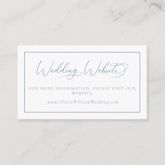 Elegant Dusty Blue Floral Crest Bruiloft Website Informatiekaartje (Voorkant)