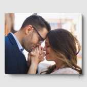 Elegant Dusty Blue Floral Crest Monogram Weddensch Gastenboek (Achterkant)