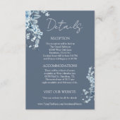 Elegant Dusty Blue Floral Details Wedding Informatiekaartje (Voorkant)