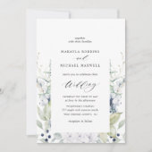 Elegant Dusty Blue Floral en Greenery Wedding Kaart (Voorkant)