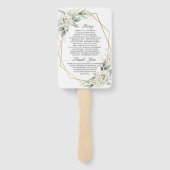 Elegant Dusty Blue Floral Foliage Trouwprogramma Handwaaier (Achterkant)