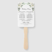 Elegant Dusty Blue Floral Foliage Trouwprogramma Handwaaier (Achterkant)