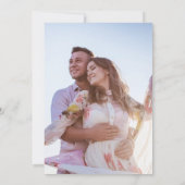 Elegant Dusty Blue Floral Foto Bruiloft Kaart (Achterkant)