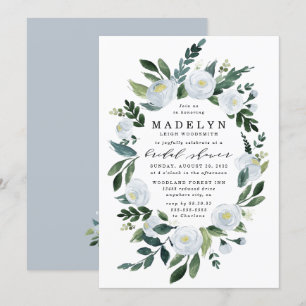 Elegant Dusty Blue Floral Garden Vrijgezellenfeest Kaart